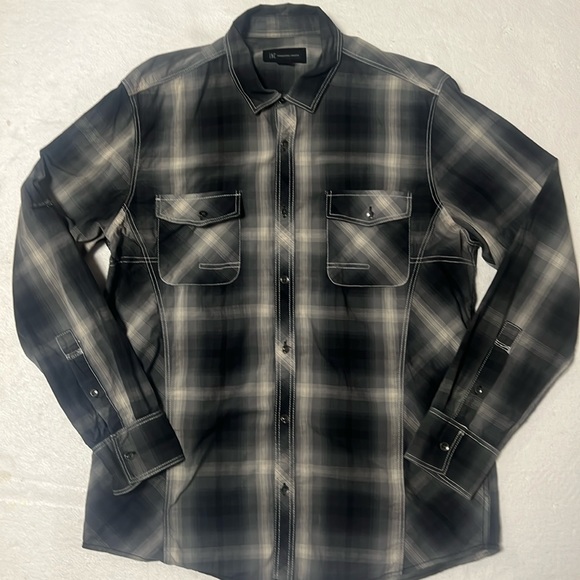 ⭐️ 2 for $15 INC plaid long sleeve button down casual or dress shirt - Picture 1 of 7